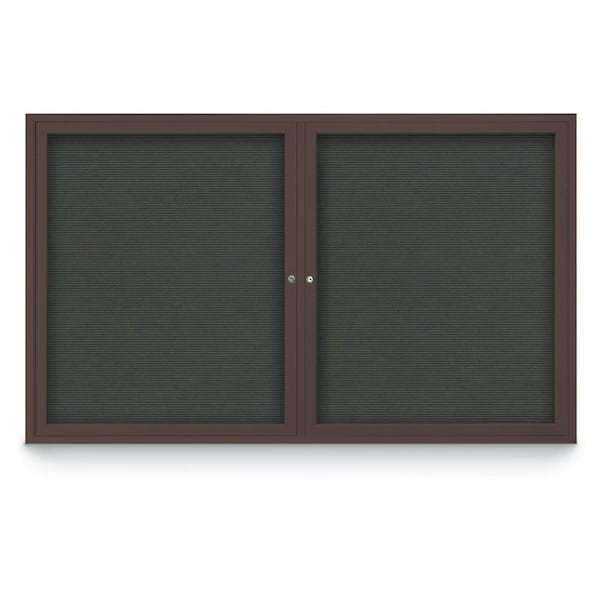 96"x48" 2-Door Enclosed Outdoor Letterboard, Grey Felt/Bronze